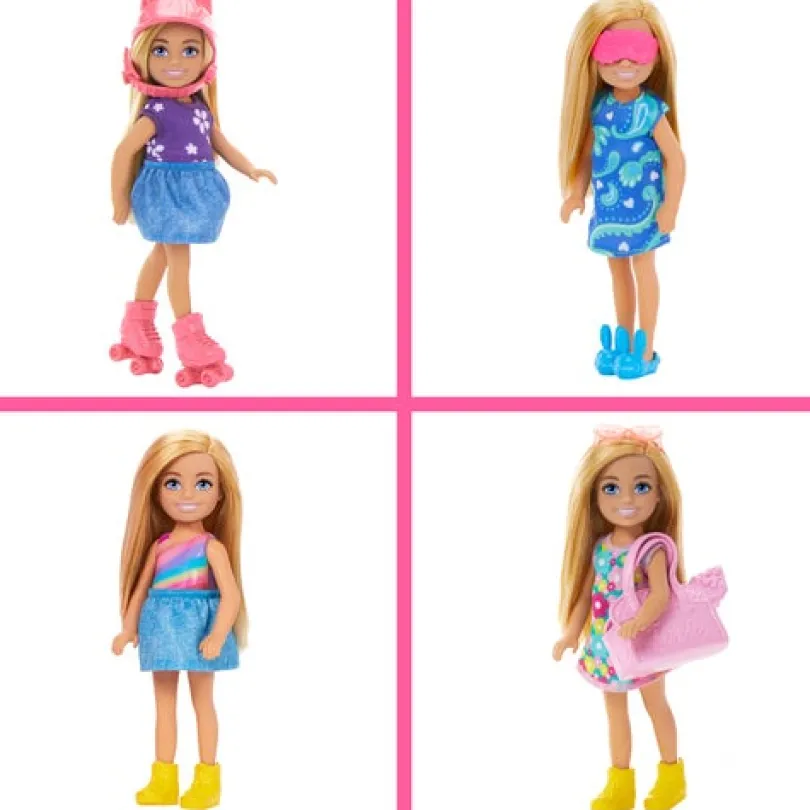 Barbie Chelsea-dukke med garderobe – lekesett med klær og tilbehør