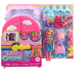 Barbie Chelsea-dukke med garderobe – lekesett med klær og tilbehør