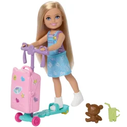 Barbie Club Chelsea Limitless Adventure-dukke med reisevske
