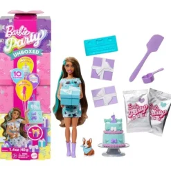 Barbie, Party Unboxed Brunt Hår