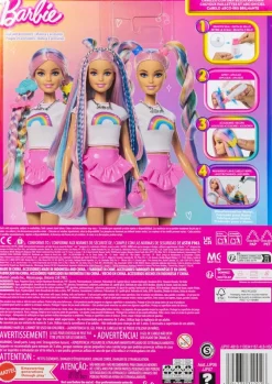 Barbie Rainbow Sparkle Hair dukke med langt hår og tilbehør