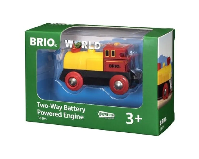 BRIO, batteridrevet lokomotiv, rød/gul