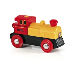 BRIO, batteridrevet lokomotiv, rød/gul