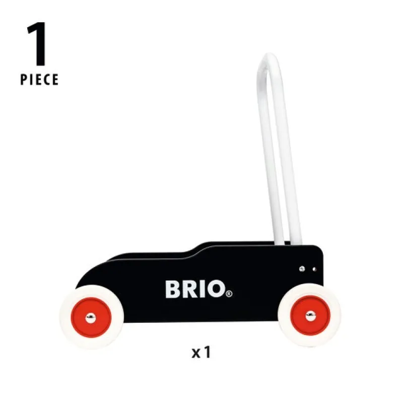 BRIO Lære-å-gå-vogn svart – Gåvogn med justerbart håndtak og brems fra 1 år
