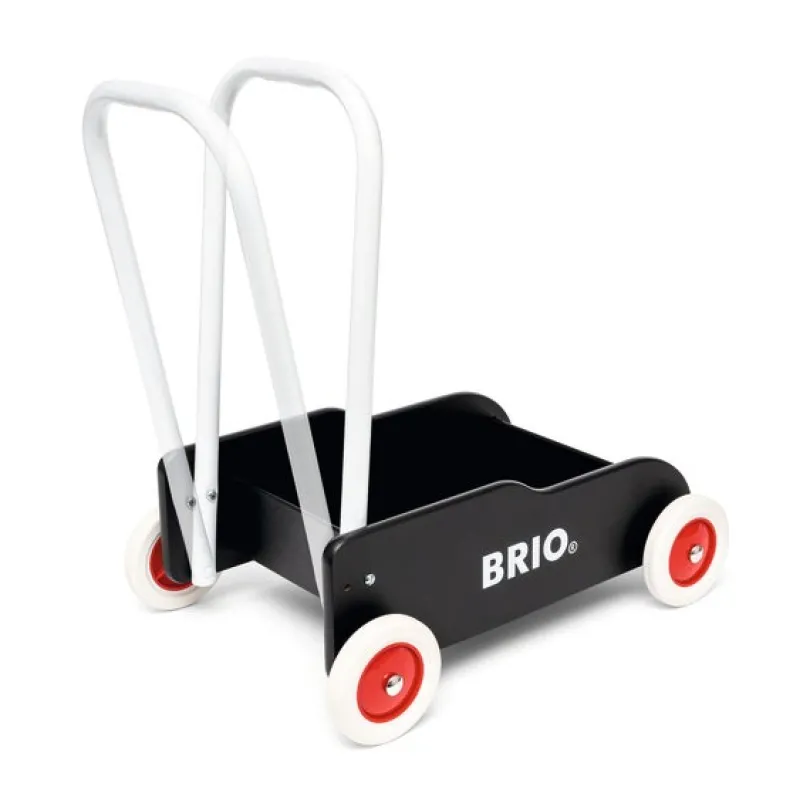 BRIO Lære-å-gå-vogn svart – Gåvogn med justerbart håndtak og brems fra 1 år