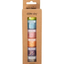 Glitterleire, blandede farger, 6x20 ml/ 1 stk.