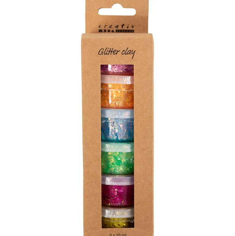 Glitterleire, pastellfarger, 6x20 ml/ 1 pk.