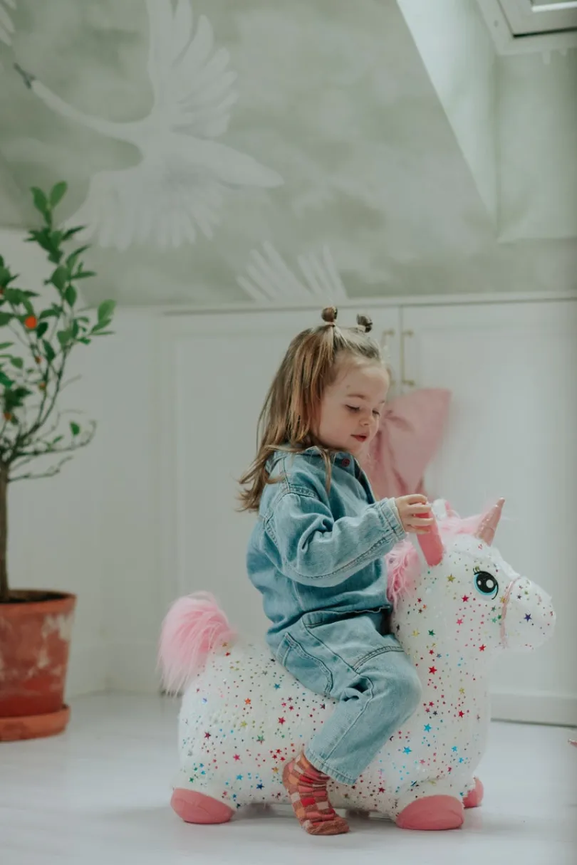KREA Hop and Bounce Enhjørning med rosa hår
