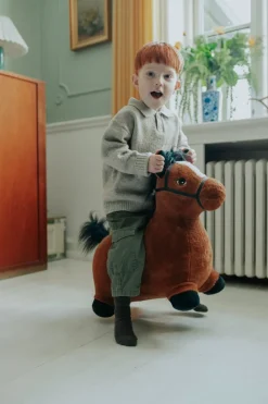 KREA Hop and Bounce Plush Horse – Brun myk studshest