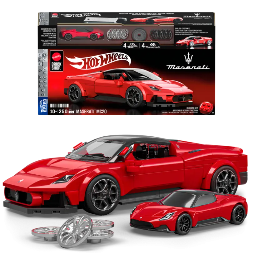Mattel Brick Shop Hot Wheels Maserati MC20-byggesett