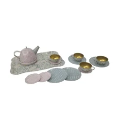PAP, Blomstret Teservise for 4 med Brett, Metall