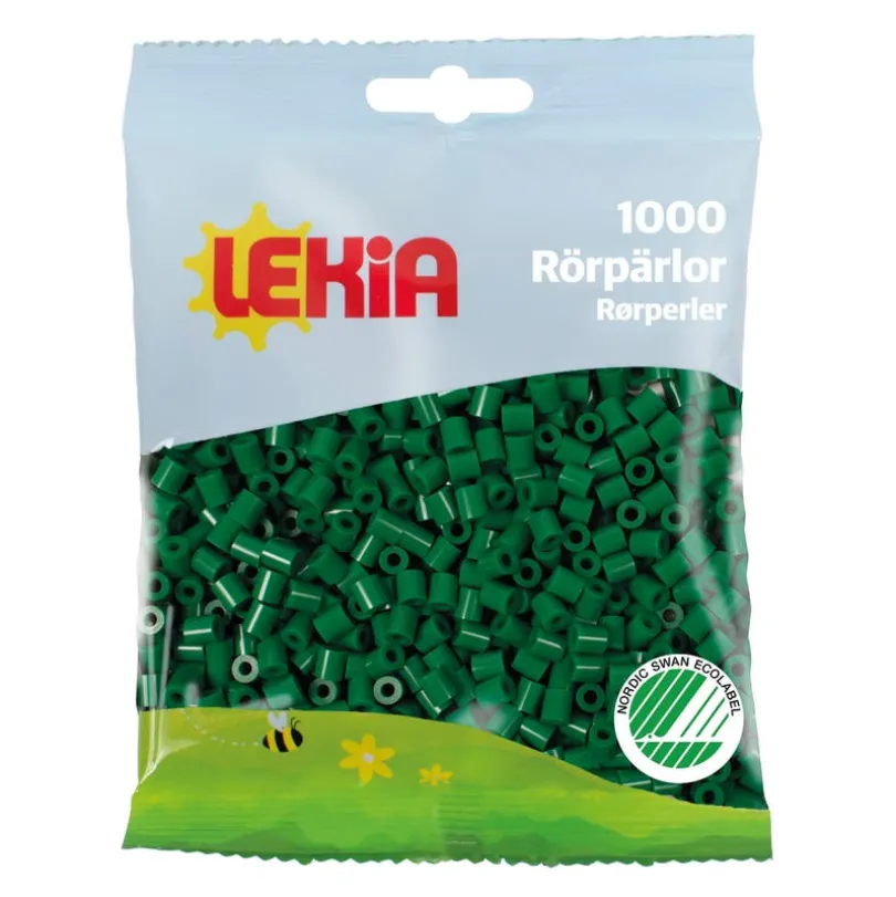 Perlerør 1000 stk Jungelgrønn