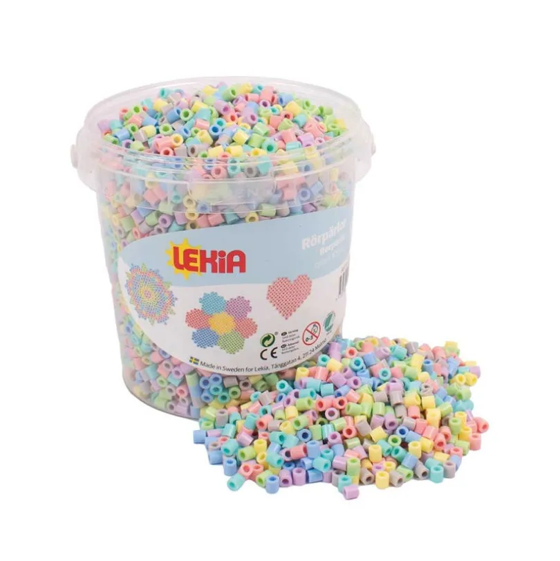 Rørperler i bøtte 5000 stk pastell