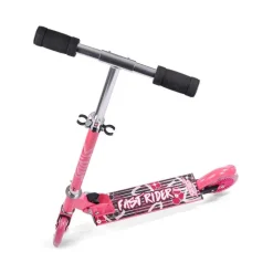 Sparkesykkel rosa med LED-hjul og bakbrems – Skills