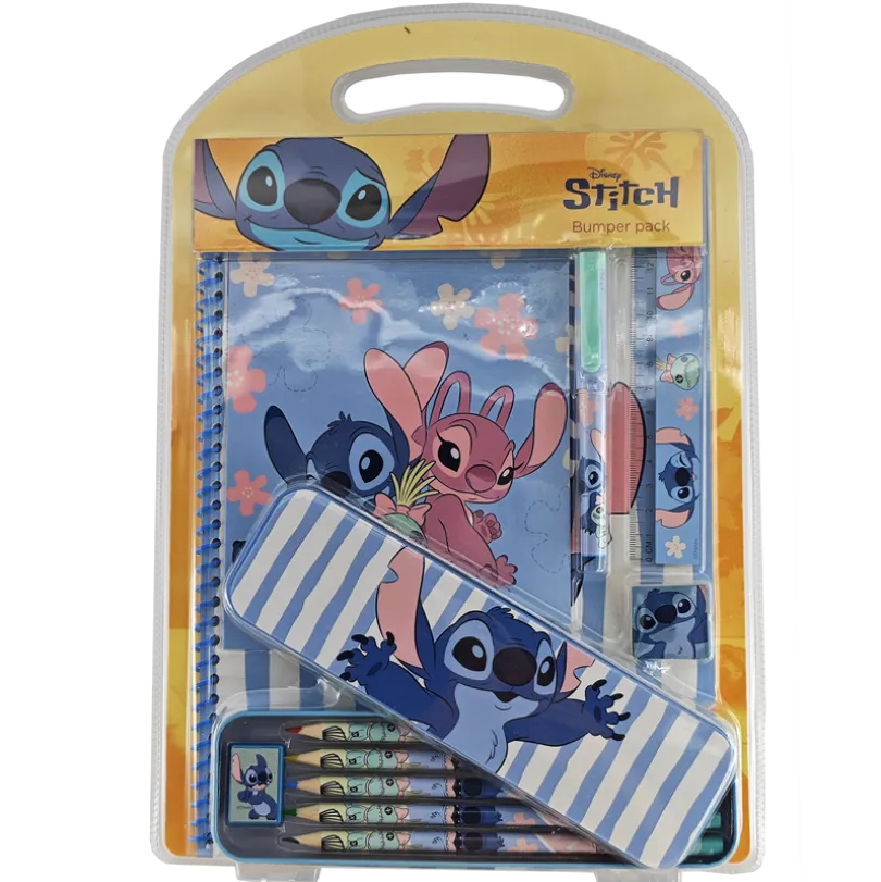 STITCH, stort skrivesett med metallpenal og A4-notatbok