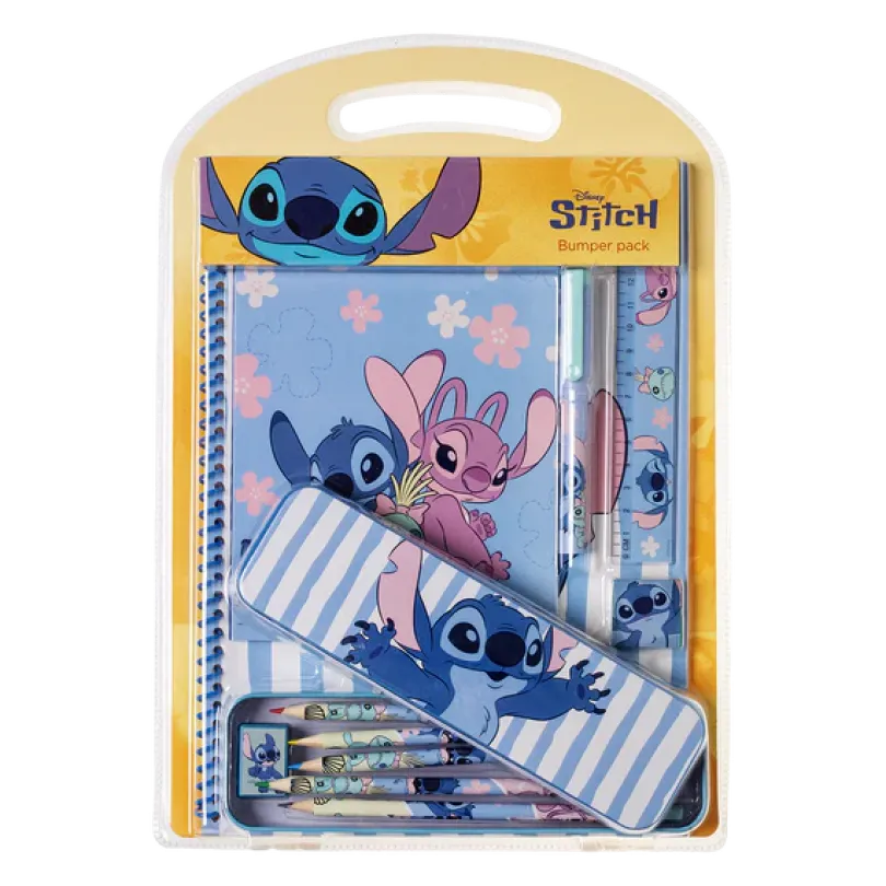 STITCH, stort skrivesett med metallpenal og A4-notatbok