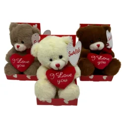 Sweeties - Valentine Bamse 15 cm med hjerte i myk plysj